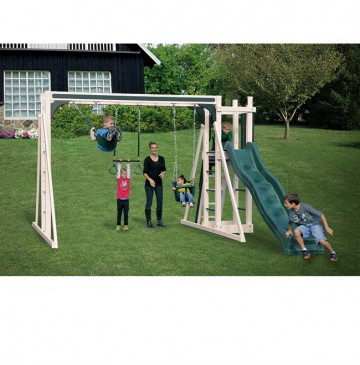 Vinyl Swing Set A1 by Swing Kingdom- Almond & Green - A1-Almond-Green-Swing-Set-360x365.jpg